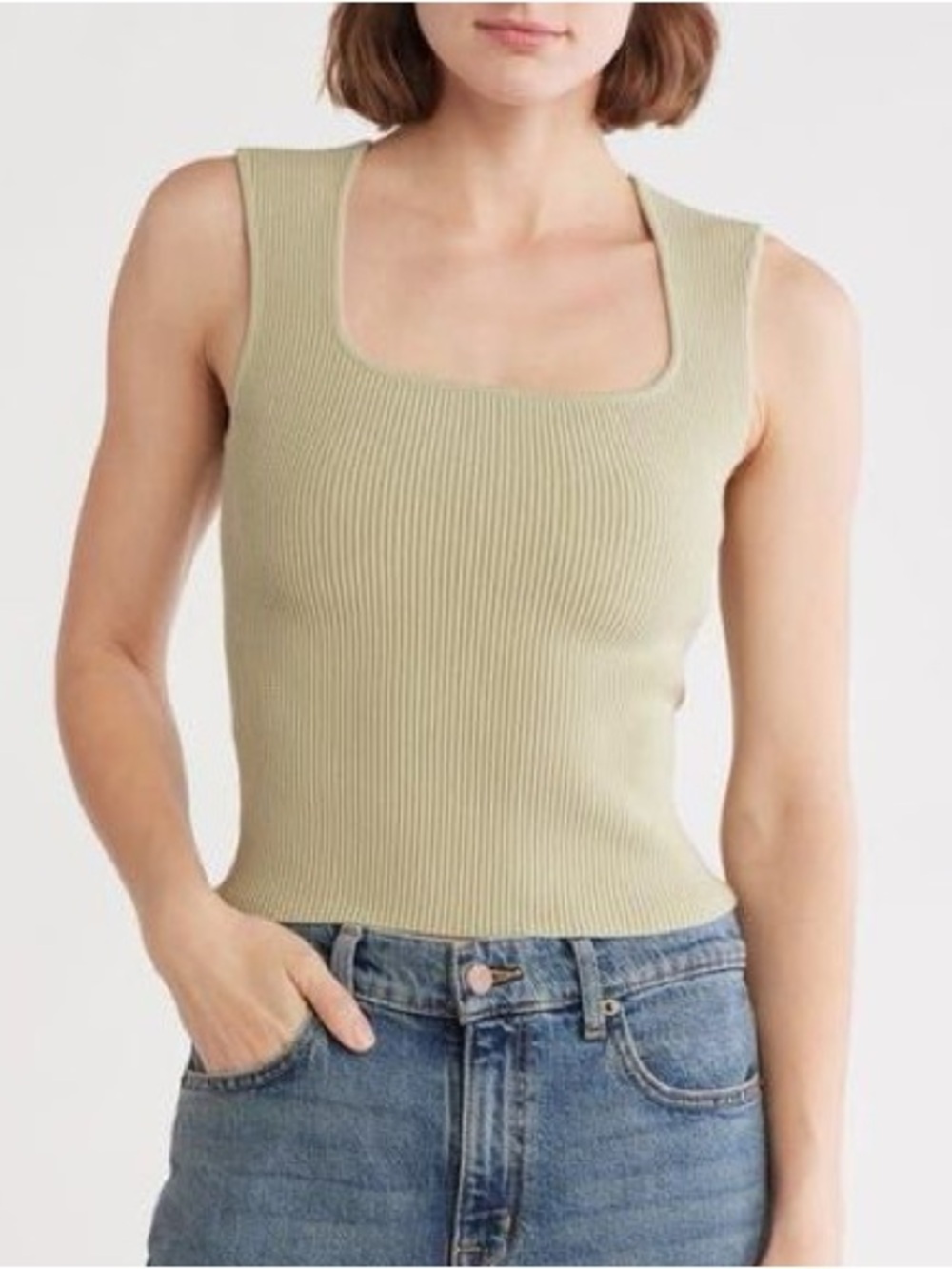 Leith ribbed bodycon fuschia magenta knit tank